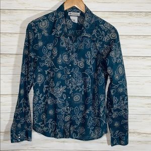 Columbia floral long sleeve shirt cotton medium